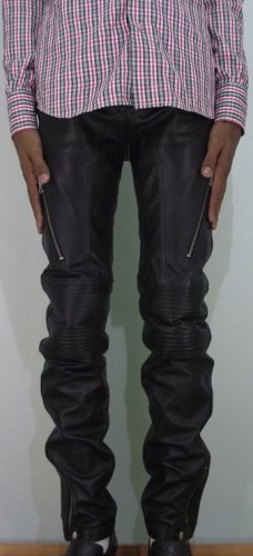 GENUINE INDIAN SHEEP LEATHER MENS SKINNY FIT CIGARETTE BIKERS RIDING PANT MP01