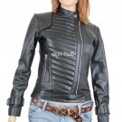 GENUINE SOFT INDIAN SHEEP LEATHER WOMENS KEN QUILTED PADDED BIKER JACKET W16
