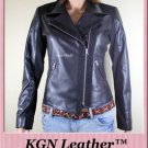 GENUINE SOFT INDIAN SHEEP LEATHER GOAT SUEDE COMBINATION CHICK BIKER JACKET W112