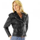 GENUINE SOFT INDIAN SHEEP LEATHER WOMEN DOUBLE BREASTED BRANDO BIKER JACKET W96