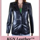 GENUINE SOFT SUPPLE INDIAN SHEEP LEATHER WOMENS CLASSIC TWO BUTTON BLAZER W78