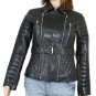GENUINE SOFT INDIAN SHEEP LEATHER WOMENS QUILTED PADDED BIKER ERICA JACKET W34