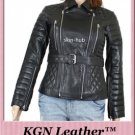 GENUINE SOFT INDIAN SHEEP LEATHER WOMENS QUILTED PADDED BIKER ERICA JACKET W34