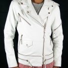 GENUINE BUTTERSOFT SHEEP NAPPA LEATHER MENS STYLISH WHITE BIKER JACKET M110