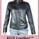 GENUINE SOFT INDIAN SHEEP NAPPA LEATHER WOMENS QUILTED EMMA BIKER JACKET W18