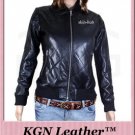 GENUINE SOFT INDIAN SHEEP NAPPA LEATHER WOMENS QUILTED BUBBLE BOMBER JACKET W87