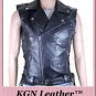 GENUINE SOFT SHEEP NAPPA LEATHER STYLISH LACED DOUBLE BREASTED BIKER VEST M119