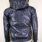 GENUINE INDIAN SHEEP NAPPA LEATHER FAUX SHEARLING TRIM HOODED BUBBLE JACKET M120