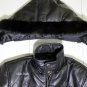 GENUINE INDIAN SHEEP NAPPA LEATHER FAUX SHEARLING TRIM HOODED BUBBLE JACKET M120
