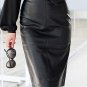 GENUINE FULL GRAIN SHEEP NAPPA LEATHER WOMENS CLASSIC  PENCIL KNEE LENGHT SKIRT
