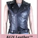 GENUINE SOFT SHEEP NAPPA LEATHER STYLISH LACED DOUBLE BREASTED BIKER VEST M119