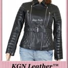 GENUINE SOFT INDIAN SHEEP LEATHER WOMENS QUILTED PADDED BIKER ERICA JACKET W34