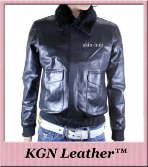 GENUINE INDIAN SHEEP NAPPA LEATHER FAUX FUR COLLAR G1 MILITARY BOMBER JACKET M86