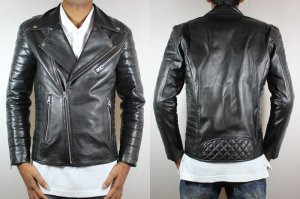 GENUINE BUTTERSOFT SHEEP NAPPA LEATHER MENS PROTECTIVE QUILTED BIKER JACKET M71
