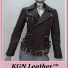 GENUINE SOFT INDIAN SHEEP NAPPA LEATHER WOMENS DDU SLIM QUILTED BIKER JACKET W10