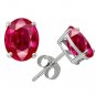 .65 ctw 14K White Gold Oval Ruby Red Stud Earrings