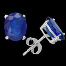 6 ctw 14K White Gold Oval Sapphire Stud Earrings