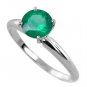 .50 ct 14K White Gold Solitaire Round Columbian Emerald Gemstone Engagement Ring