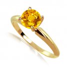 .50 ct 14K Yellow Gold Solitaire Round Ceylon Orange Sapphire Gemstone Ring