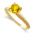 1 ct 14K Yellow Gold Solitaire Round Ceylon Yellow Sapphire Gemstone Engagement Ring