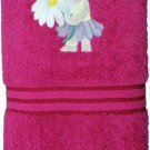Bath Towel with Embroidered Girl Holding Flower