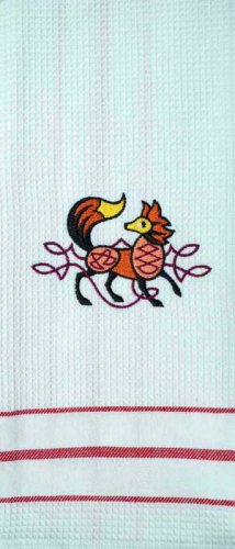 Embroidered Celtic Fox Tea Towel