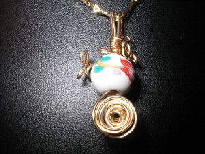 Wire Wrapped Porcelain Pendant