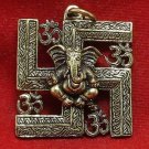 LORD GANESH DEITY GOD OHM OM AOM TRIMURTI GREAT SIGN HINDU BRASS AMULET PENDANT