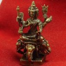 HINDU MINI BRASS AMULET LORD BRAHMA PHROM TRIMURTI RIDE 4 FACES ERAWAN ELEPHANT