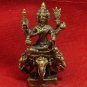 HINDU MINI BRASS AMULET LORD BRAHMA PHROM TRIMURTI RIDE 4 FACES ERAWAN ELEPHANT