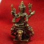 HINDU MINI BRASS AMULET LORD BRAHMA PHROM TRIMURTI RIDE 4 FACES ERAWAN ELEPHANT