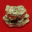 CHINESE MINI AMULET BRASS FROG ON CHINA MONEY REAL WEALTH RICH LUCKY GAMBLE WIN
