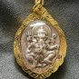 LORD GANESH GANESHA & OM OHM GOD SIGN HINDU THAI AMULET GIFT GOLD PLATED PENDANT