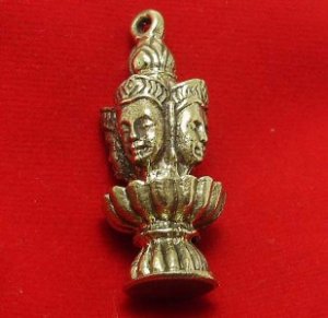 LORD BRAHMA TRIMURTI HINDU GOD DEITY BRASS AMULET PENDANT BLESSED FOR SUCCESS