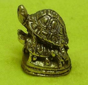 TINY MAGIC TURTLES LP LEW THAI MINI BRASS REAL AMULET LUCKY MONEY RICH NICE GIFT