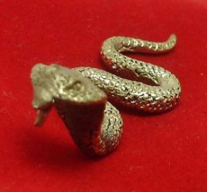 TINY KING COBRA SNAKE THAI BRASS AMULET LIFE PROTECTION REAL TALISMAN NICE GIFT