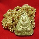 LP NGERN POWERFUL THAI BUDDHA AMULET CALL MONEY & GOOD LUCK GOLD PLATED NECKLACE