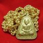 LP NGERN POWERFUL THAI BUDDHA AMULET CALL MONEY & GOOD LUCK GOLD PLATED NECKLACE