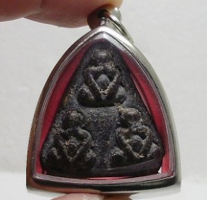 REAL CLOSE EYES PIDTA 3 BUDDHA LP SUK THAI LUCKY TAKRUT TOP AMULET LUCKY PENDANT