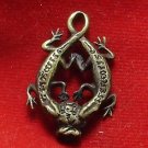 DUO GECKO PENDANT THAI AMULET MONEY ATTRACTION TALISMAN