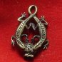 DUO GECKO PENDANT THAI AMULET MONEY ATTRACTION TALISMAN