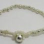 CUTE HANDMADE BRACELET WHITE STRING RHODIUM BEADS BELL THAILAND LUCKY SOUVENIR