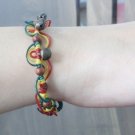 HANDMADE BRACELET BRASS BELLS WOOD BEAD COLORFUL STRING
