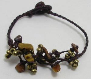 CUTE HANDMADE BRACELET GOLD COLOR STONE BEADS THAI GIFT THAILAND LUCKY SOUVENIR