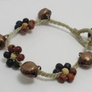 HANDMADE BRACELET BRASS JINGLE BELL WOOD BEAD THAI GIFT
