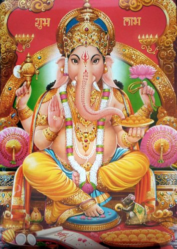 LORD GANESH GANESHA & OM SIGN HINDU THAI AMULET WEALTH SUCCESS & PROSPER PENDANT