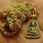 1973 LP NGERN THAI BUDDHA AMULET PENDANT & GOLD PLATED NECKLACE LUCKY MONEY RICH