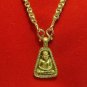 1973 LP NGERN THAI BUDDHA AMULET PENDANT & GOLD PLATED NECKLACE LUCKY MONEY RICH