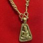 1973 LP NGERN THAI BUDDHA AMULET PENDANT & GOLD PLATED NECKLACE LUCKY MONEY RICH