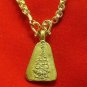 1973 LP NGERN THAI BUDDHA AMULET PENDANT & GOLD PLATED NECKLACE LUCKY MONEY RICH